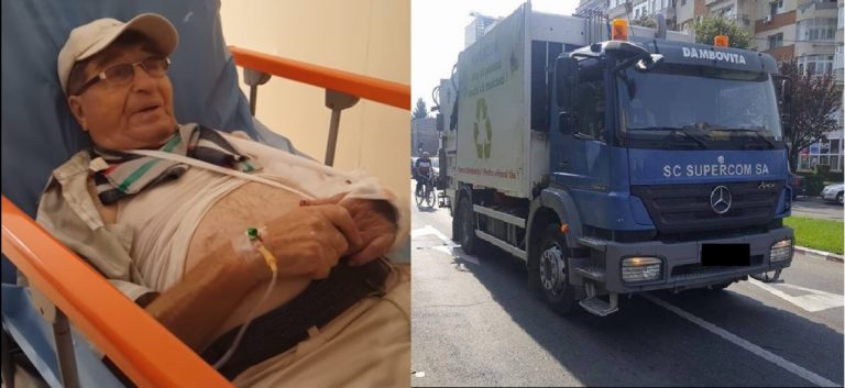 TÂRGOVIŞTE: Un bătrân a intrat sub roţile unei maşini de gunoi şi a ajuns în stare gravă la spital