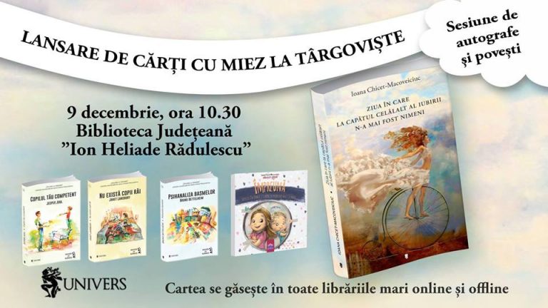 Prinţesa Urbană vine la Târgovişte. Lansare de cărţi cu miez