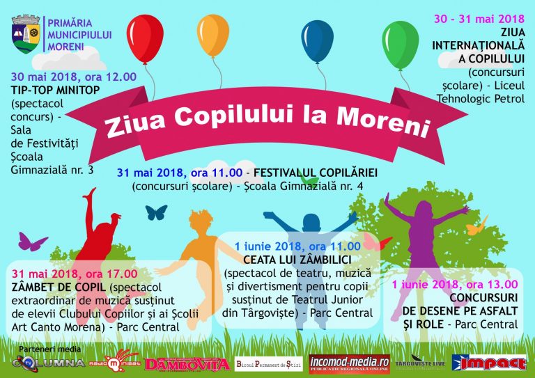 Ziua Copilului la Moreni. Ce au pregătit autorităţile. Concursuri cu premii, concert şi multe alte surprize