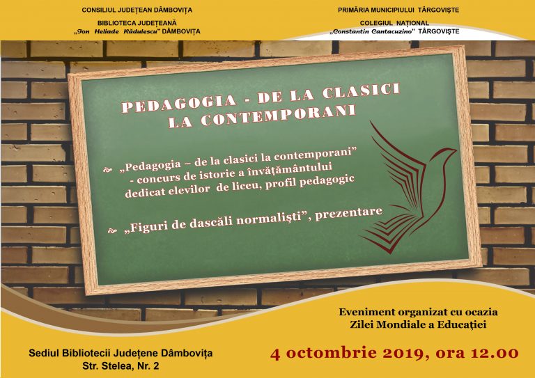 Eveniment la Biblioteca Județeană Dâmbovița. Pedagogia, de la clasici la contemporani