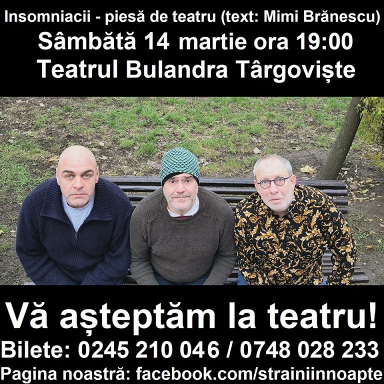 La Târgoviște, ”Insomniacii, spectacol comic și tragic în același timp. Scenariul Mimi Brănescu, autorul textelor din ”Las Fierbinți”