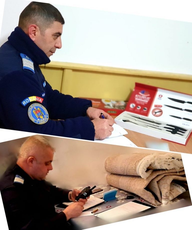 Seturi de cuțite și covoare, confiscate de jandarmii dâmbovițeni de la vânzătorii ambulanți