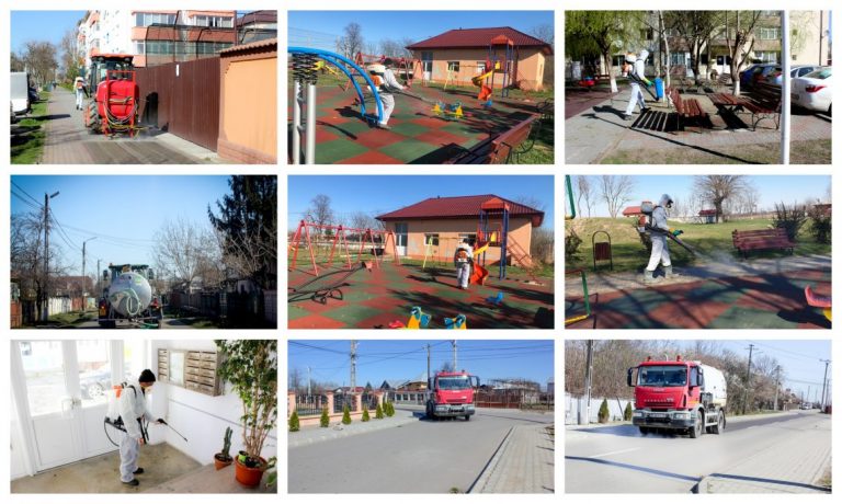 Măsuri de combatere a COVID -19. Parcurile, trotuarele, scările de bloc și străzile din orașul Titu, dezinfectate de autoritățile locale