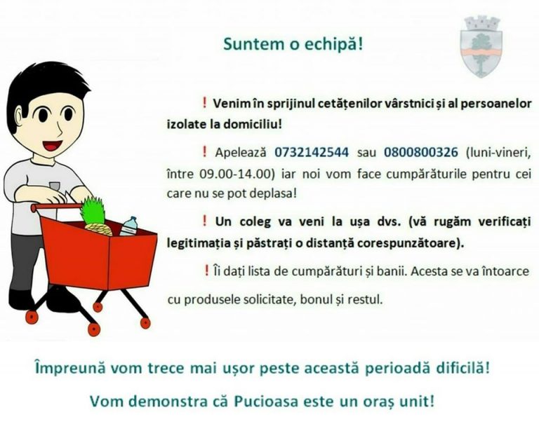 Covid-19. Mobilizare la Primăria  Pucioasa pentru a ajuta vârstnicii sau persoanele izolate