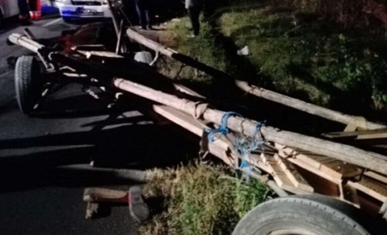 Căruță, spulberată de o mașină! 6 persoane au ajuns la Urgențe în urma accidentului grav. Autoturismul implicat în coliziune era condus de o șoferiță de 21 de ani