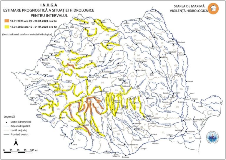 Avertizare hidrologică în Dâmbovița! Cod galben de inundații pe râurile din județ