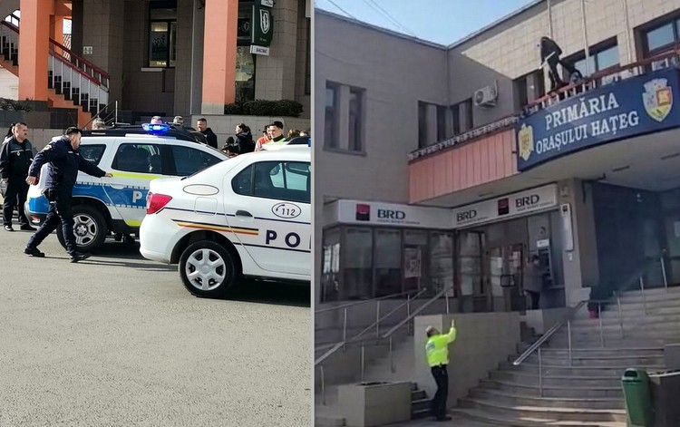 Nemulțumit că nu a primit o locuință socială, un bărbat a atacat cu toporul sediul primăriei! A fost imobilizat după ce a distrus mai multe geamuri