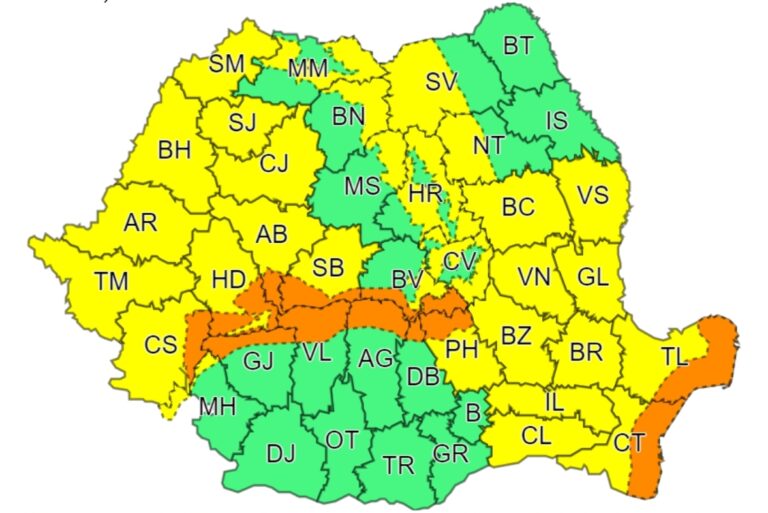 Cod portocaliu de ninsori și viscol în zona montană a județului Dâmbovița