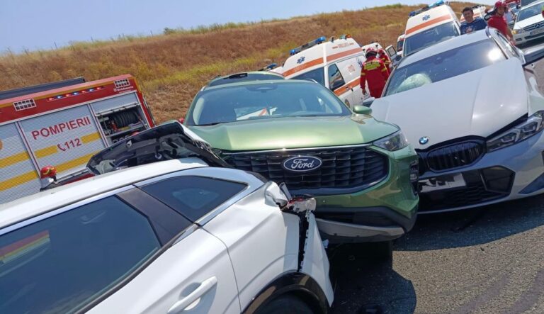 Accident în lanț pe Autostrada Soarelui! Patru victime au ajuns la spital! Planul Roșu de Intervenție a fost activat