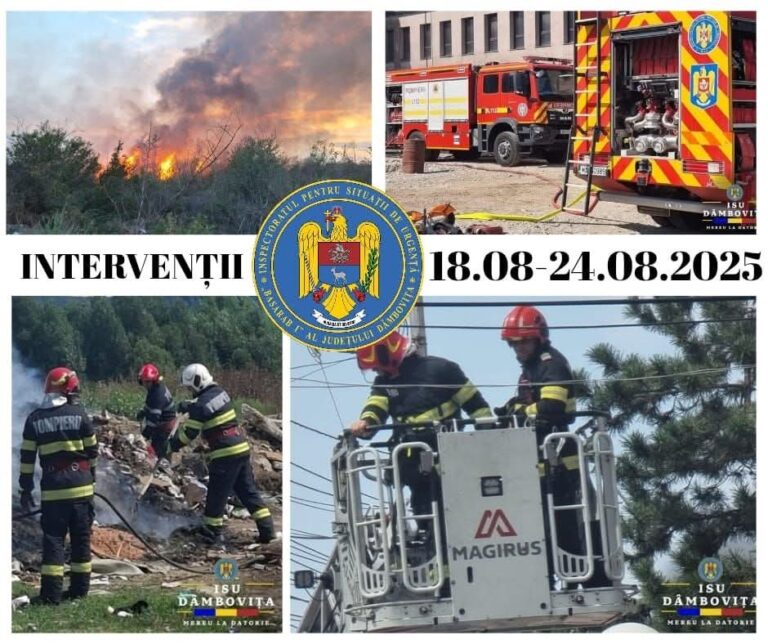 Ultima săptămână a fost una de foc pentru pompierii dâmbovițeni! Au fost angrenați în peste 300 de misiuni