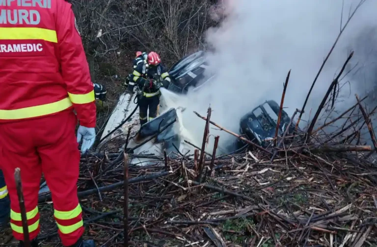 Sfârșit crunt pentru un șofer de 51 de ani! Autocamionul pe care îl conducea s-a răsturnat într-o râpă și a luat foc. Bărbatul a fost găsit parțial carbonizat