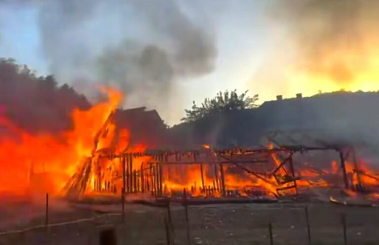 Dezastru în urma unui incendiu de proporții! 30 de miei și 50 de pui de găină arși de vii, după ce mai multe anexe gospodărești au fost mistuite de flăcări