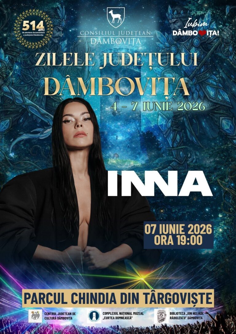 Spectacol total în această seară la Zilele Județului Dâmbovița! Super concert susținut de INNA, Puya și Deliric. Mii de dâmbovițeni sunt așteptați în Parcul Chindia