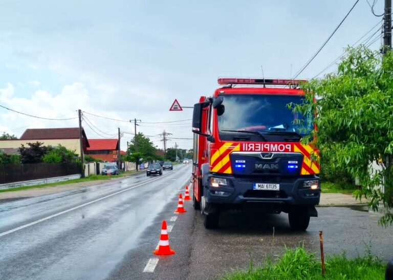 Intervenții ale pompierilor în mai multe localități din Dâmbovița în urma fenomenelor meteo extreme