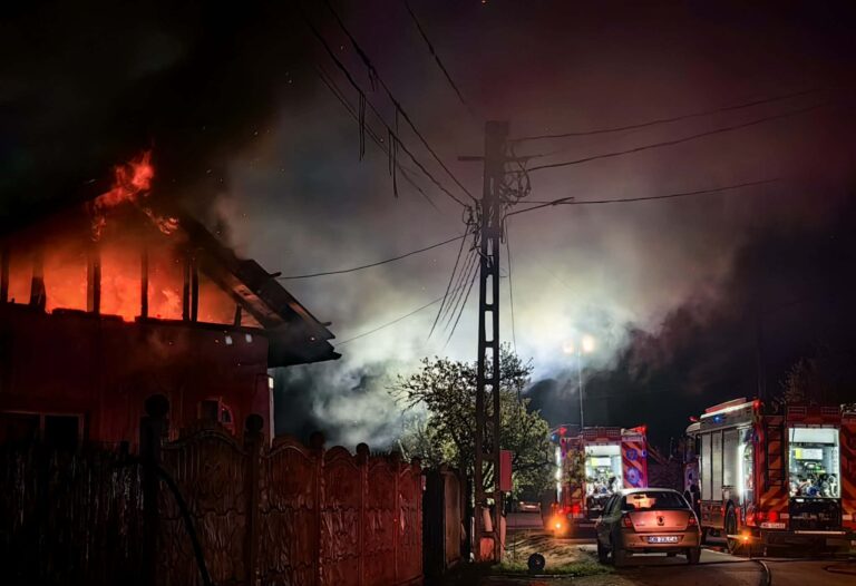 Noapte de coșmar pentru o familie din Dâmbovița! Un incendiu puternic i-a distrus locuința, iar proprietarul a ajuns la spital cu arsuri