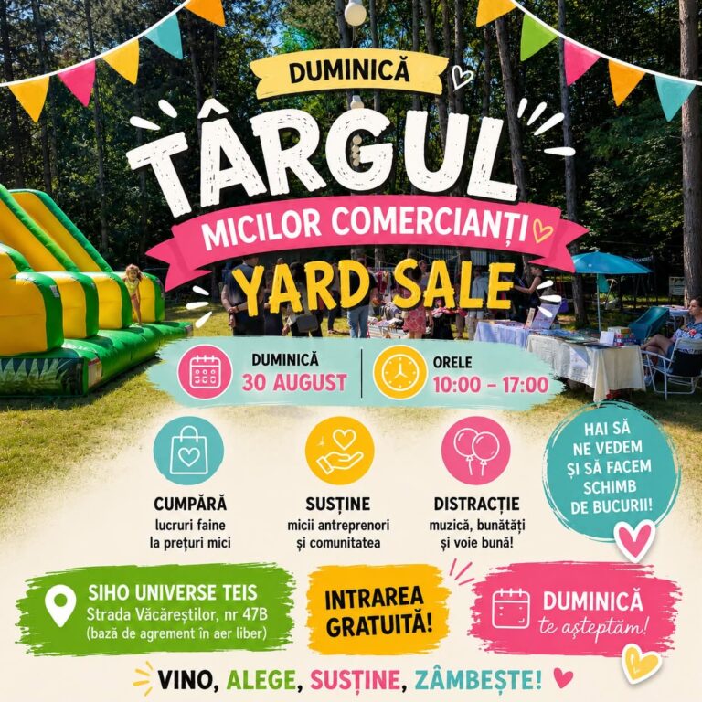 Târgul Micilor Comercianți, duminică, la Siho Universe Teiș: lucruri faine, prețuri mici și intrare gratuită